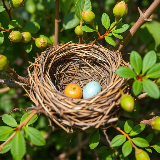 Empty bird nest in late summer