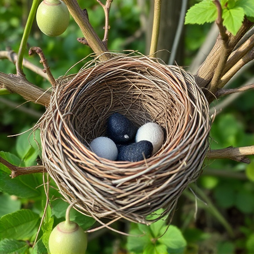Empty bird nest in late summer