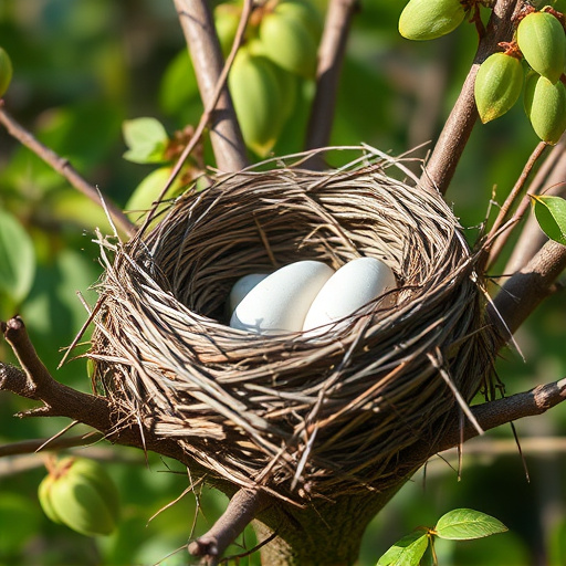 Empty bird nest in late summer