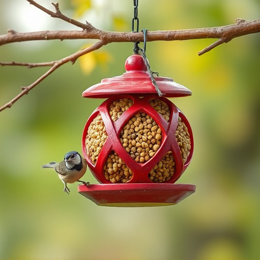 Fat ball bird feeder hanging from branch