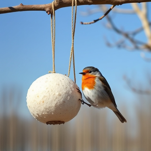 Fat balls hanging near robin perch