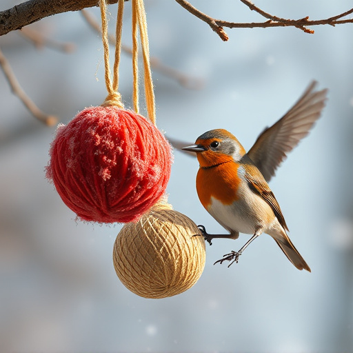 Fat balls hanging near robin perch
