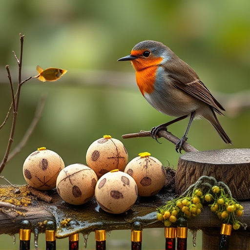 Fat balls placed near robin perch
