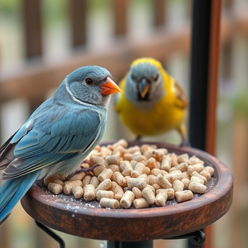 Fat pellets placed on bird table