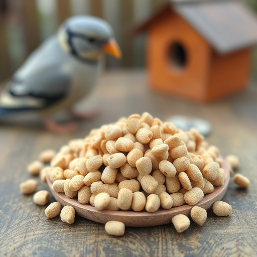 Fat pellets placed on bird table