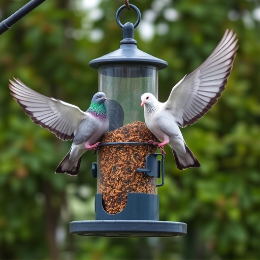 Feeder design deterring pigeons effectively