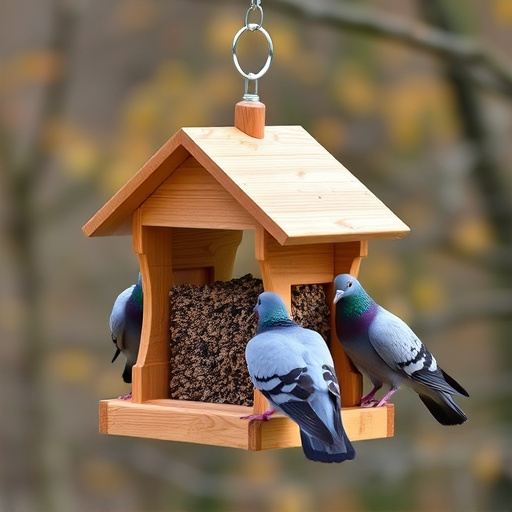 Feeder design deterring pigeons effectively