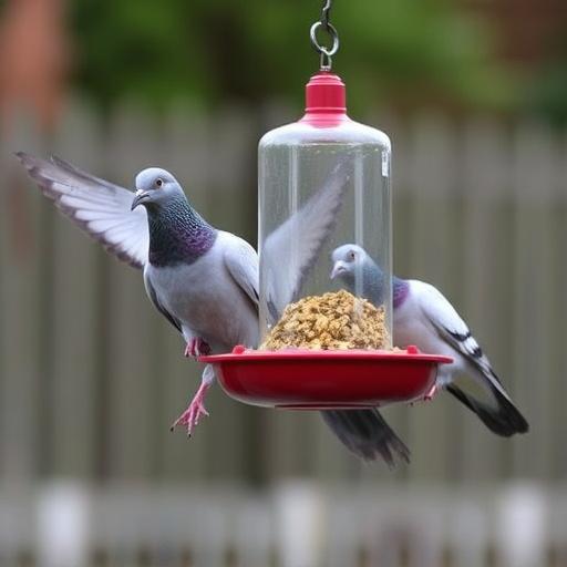 Feeder design deterring pigeons effectively