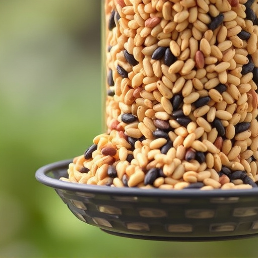 Feeder filled with husk-free bird seeds