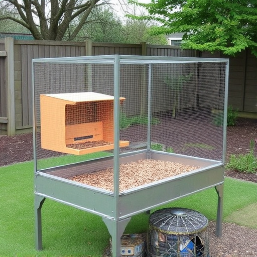 Feeding area with pigeon-proof features