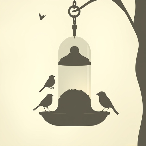 Feeding station with small bird silhouettes