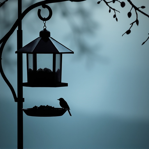 Feeding station with small bird silhouettes