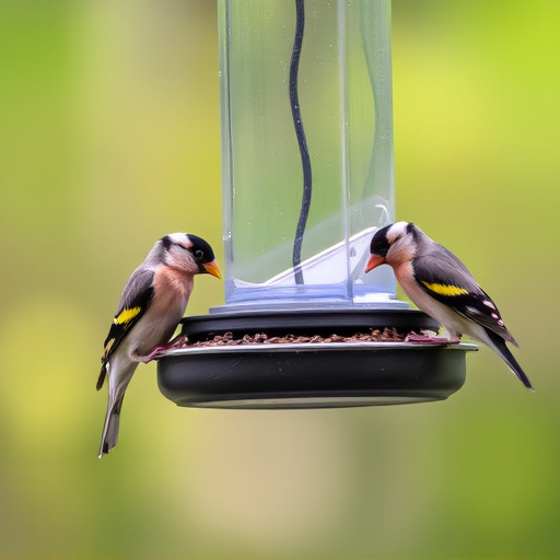 Finches eating from hanging bird table