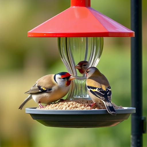 Finches eating from hanging bird table