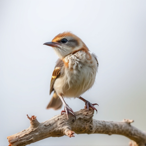 Fledgling bird perched, awaiting food