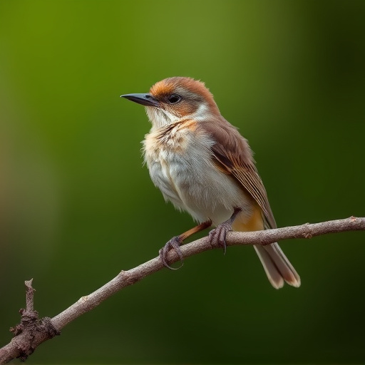 Fledgling bird perched, awaiting food