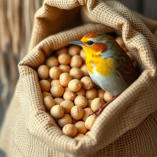 Fresh bird peanuts in rustic storage sack