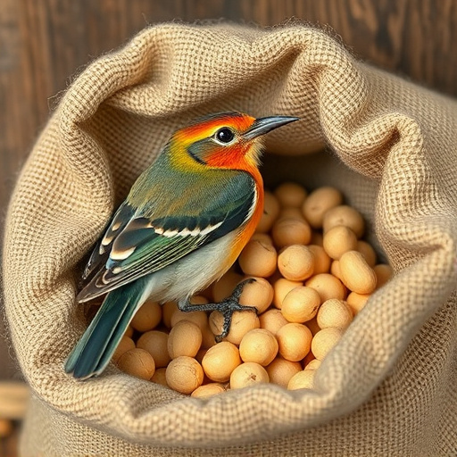 Fresh bird peanuts in rustic storage sack
