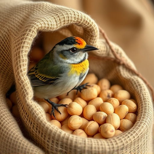 Fresh bird peanuts in rustic storage sack