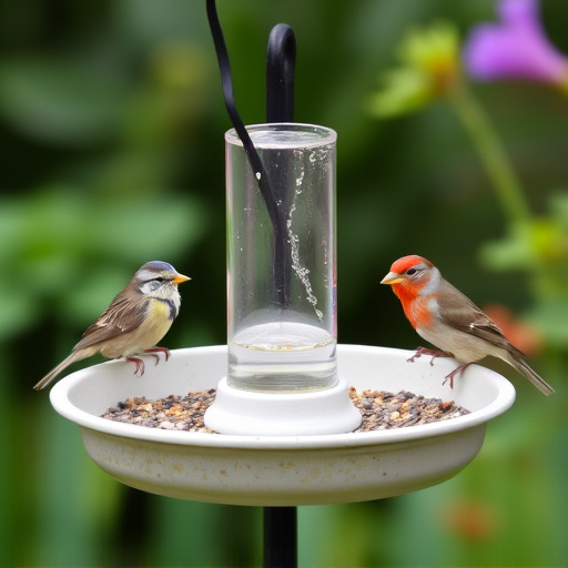 Garden birds perching on feeder tray