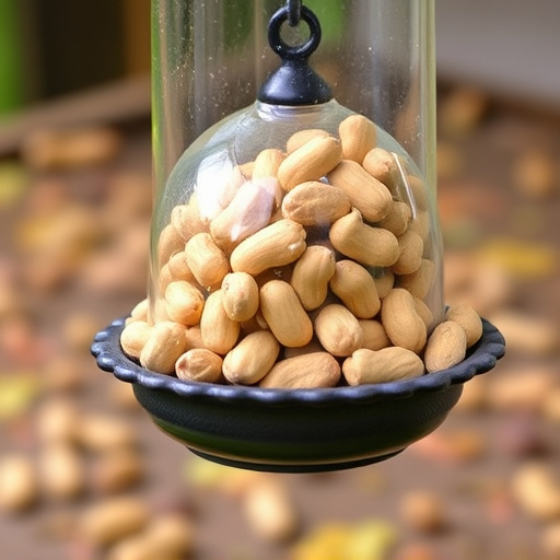 Garden feeder filled with peanuts
