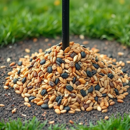 Ground feeder with mixed birdseed pile