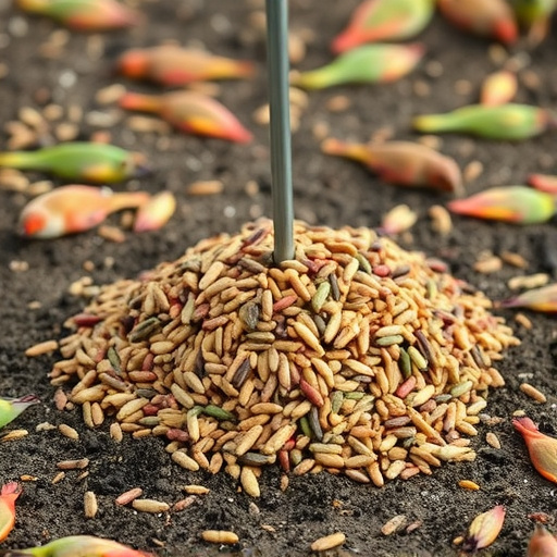 Ground feeder with mixed birdseed pile
