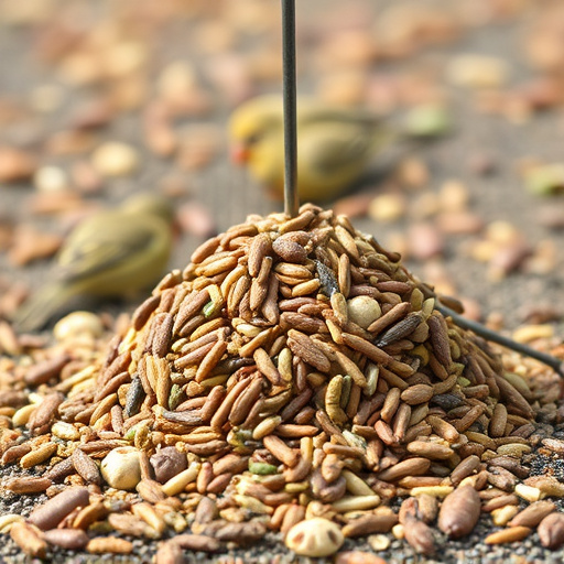Ground feeder with mixed birdseed pile