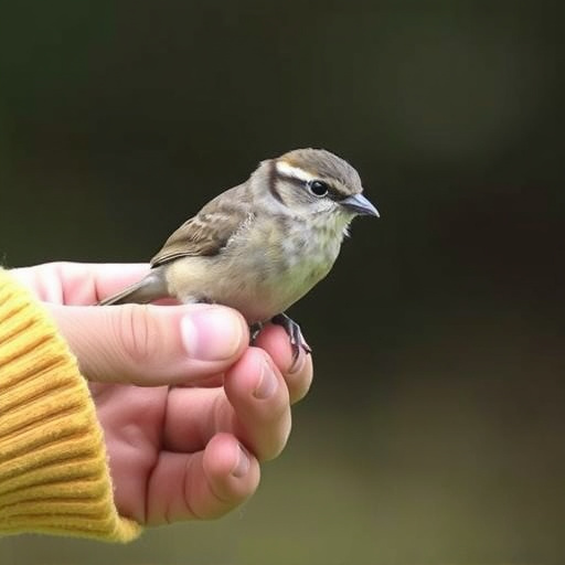Hand feeding small wild bird UK