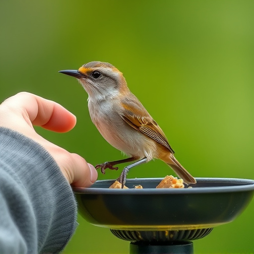 Hand feeding small wild bird UK