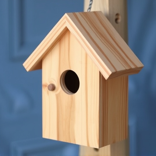 Handcrafted bird box with feeding hole