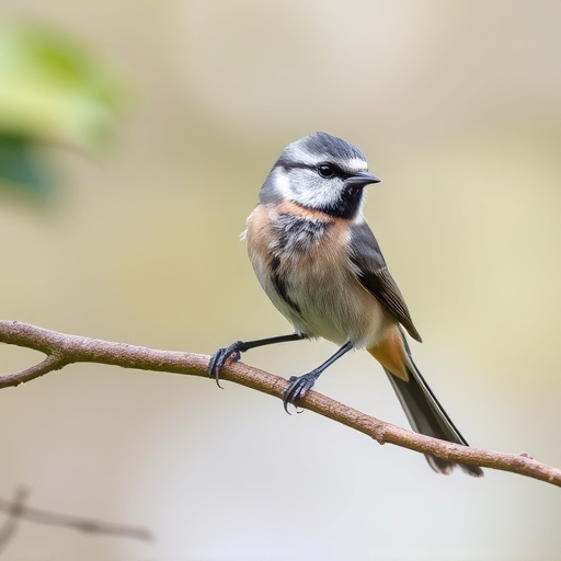 Long-tailed tit on tree branch