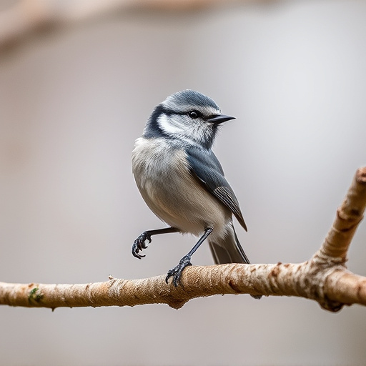 Long-tailed tit on tree branch