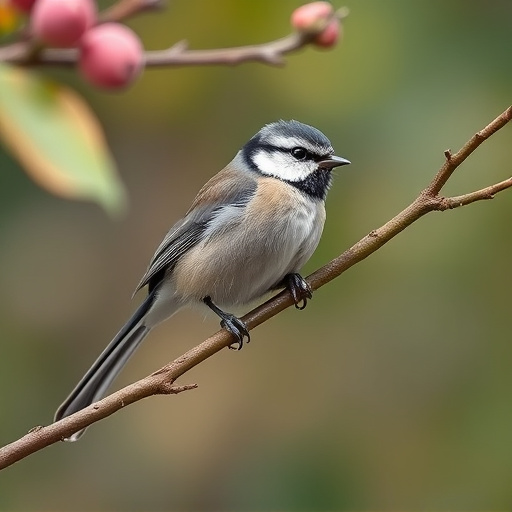Long-tailed tit on tree branch