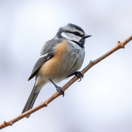 Long-tailed tit on tree branch