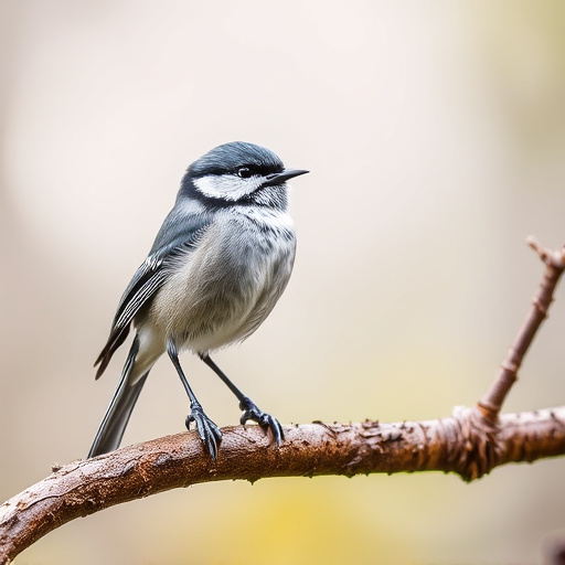 Long-tailed tit on tree branch