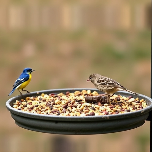 Low platform feeder with scattered seed mix
