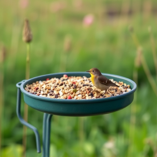 Low platform feeder with scattered seed mix