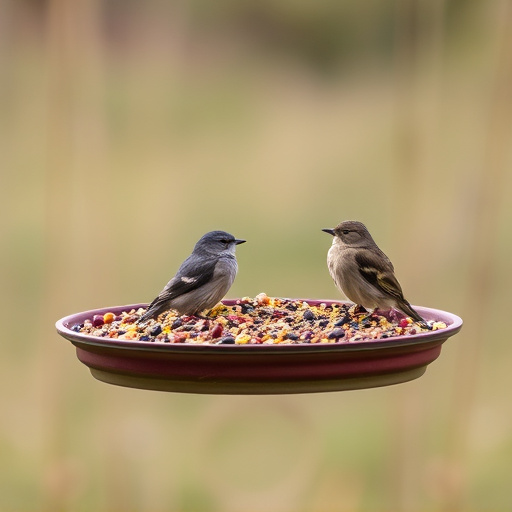 Low platform feeder with scattered seed mix