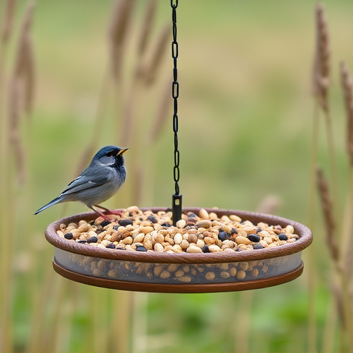 Low platform feeder with scattered seed mix