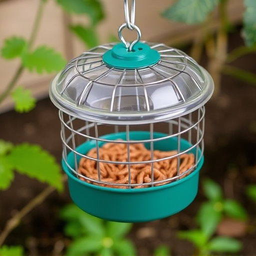 Mealworm feeder with protective wire mesh