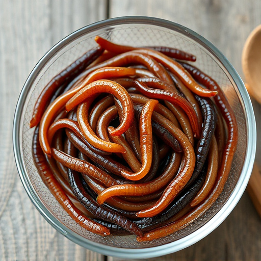 Mealworms offered in shallow dish
