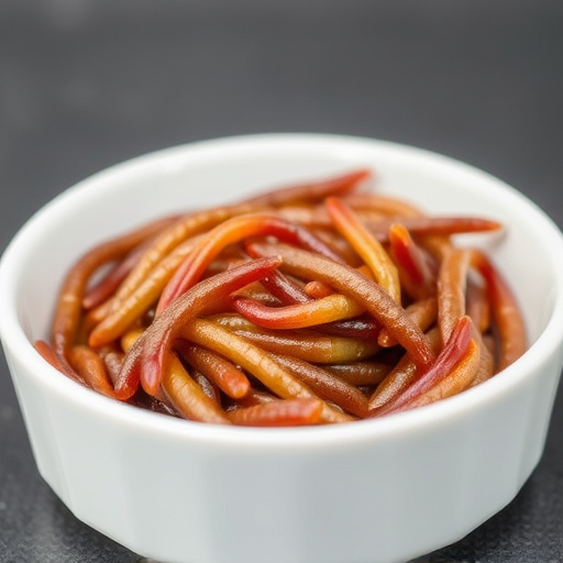 Mealworms offered in shallow dish