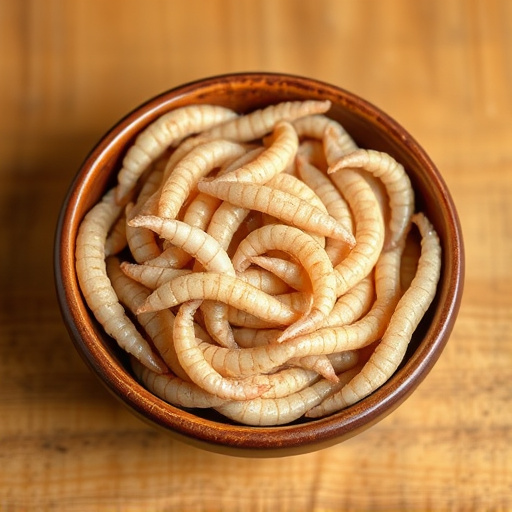 Mealworms served in shallow dish
