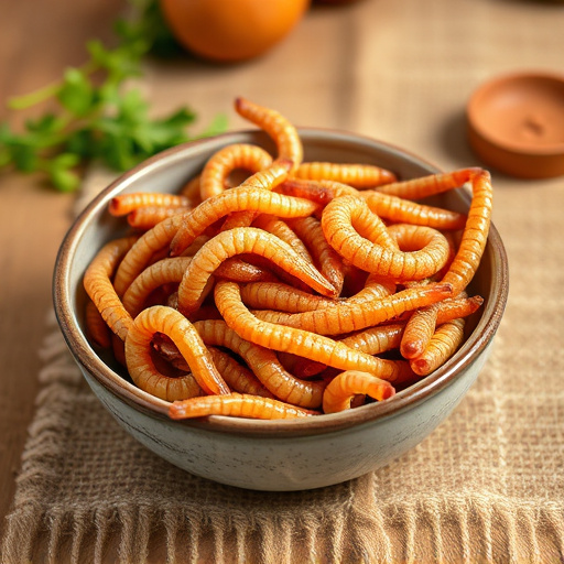 Mealworms served in shallow dish