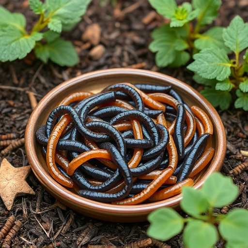 Mealworms served in shallow garden dish