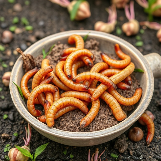 Mealworms served in shallow garden dish