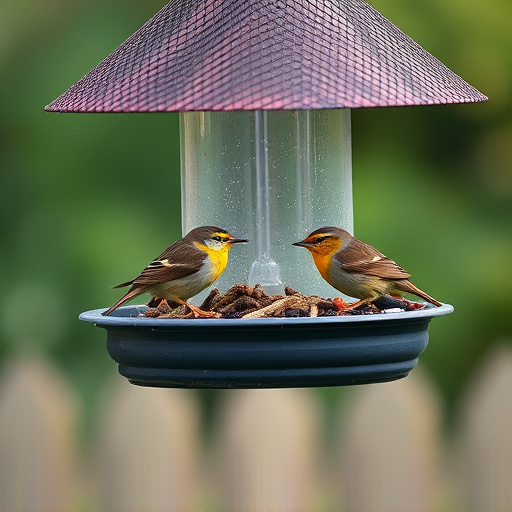 Mesh feeder with wrens and mealworms