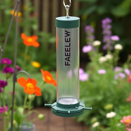Mess-free tube feeder in garden setting