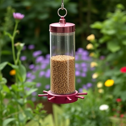 Mess-free tube feeder in garden setting